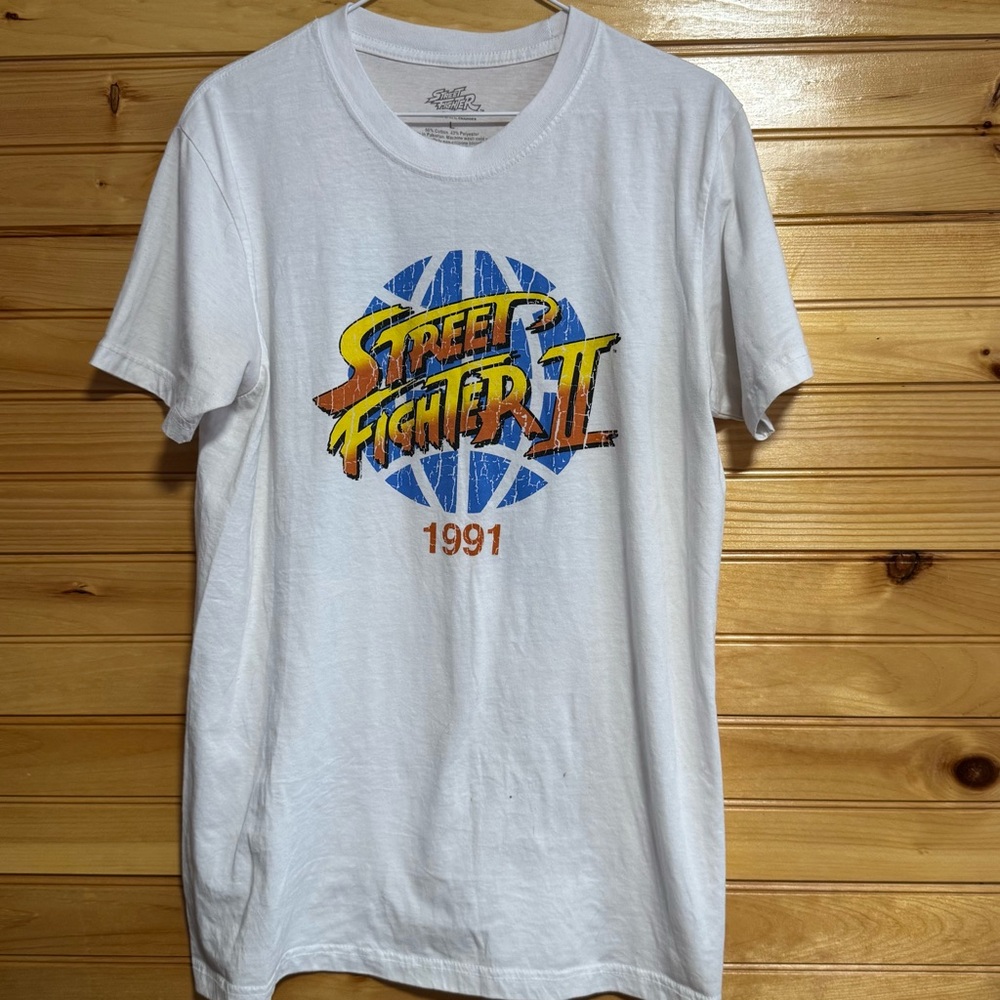 Street Fighter II 1991 Modern White T-Shirt Large